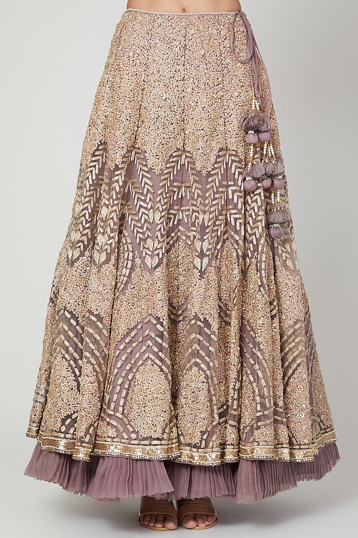 Mauve Embroidered Wedding Lehenga Set by Shilpi Ahuja at Pernia's Pop Up Shop