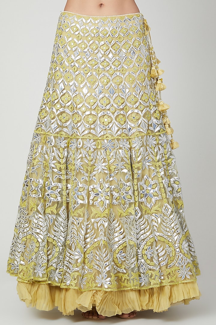 Sunrise Yellow Embroidered Wedding Lehenga Set by Shilpi Ahuja at Pernia's Pop Up Shop