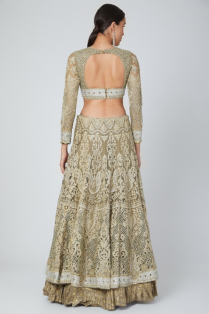 Nude Embroidered Bridal Lehenga Set by Shilpi Ahuja at Pernia's Pop Up Shop