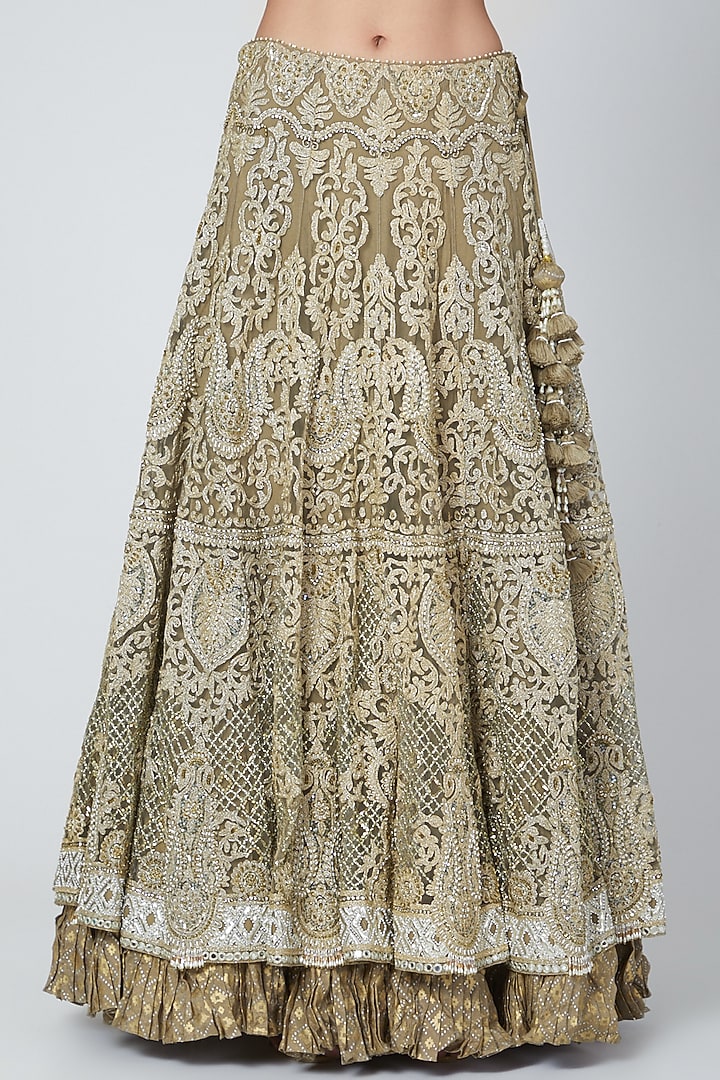 Nude Embroidered Bridal Lehenga Set by Shilpi Ahuja at Pernia's Pop Up Shop