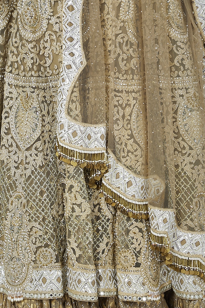 Nude Embroidered Bridal Lehenga Set by Shilpi Ahuja at Pernia's Pop Up Shop