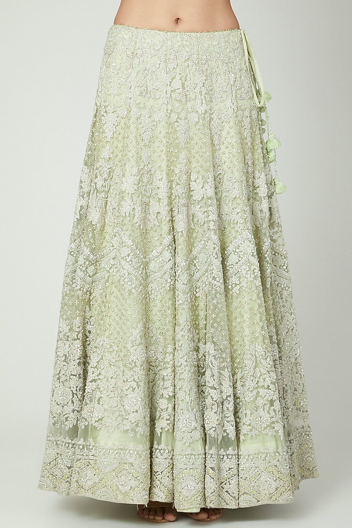 Lime Green Embroidered Wedding Lehenga Set by Shilpi Ahuja at Pernia's Pop Up Shop
