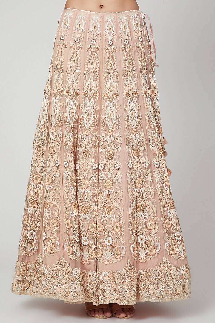 Peach Floral Embroidered Wedding Lehenga Set by Shilpi Ahuja at Pernia's Pop Up Shop