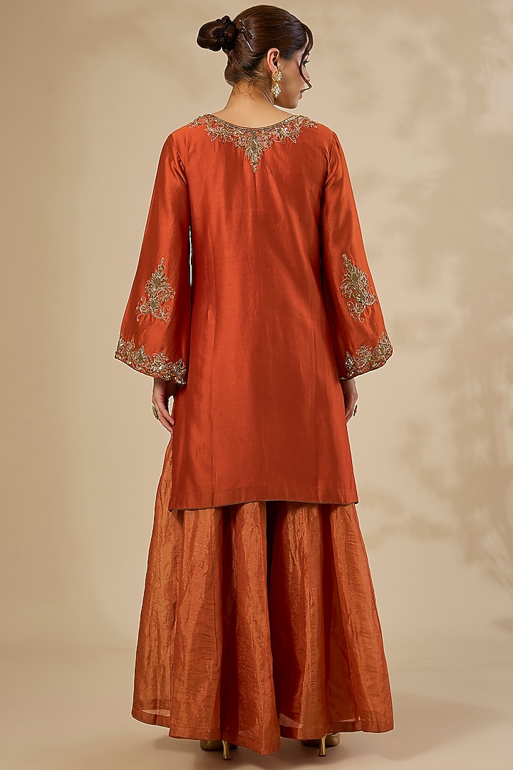 Orange Chennai Silk Wedding Sharara Set by Sahreen at Pernia's Pop Up Shop