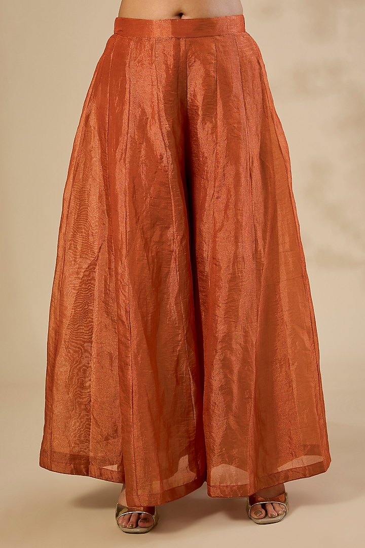 Orange Chennai Silk Wedding Sharara Set by Sahreen at Pernia's Pop Up Shop