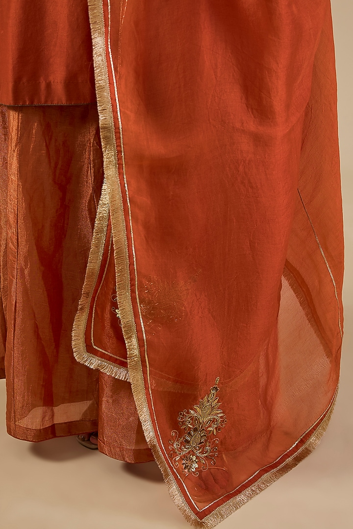 Orange Chennai Silk Wedding Sharara Set by Sahreen at Pernia's Pop Up Shop