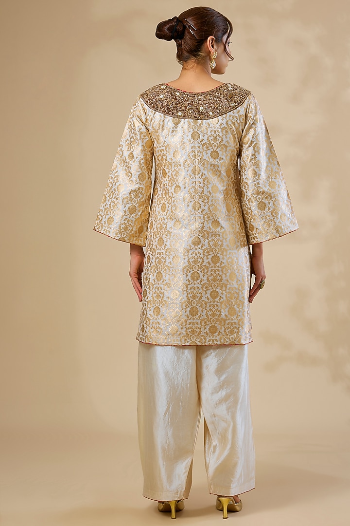 Ivory Banarasi Silk Zardosi Work Kurta Set by Sahreen at Pernia's Pop Up Shop