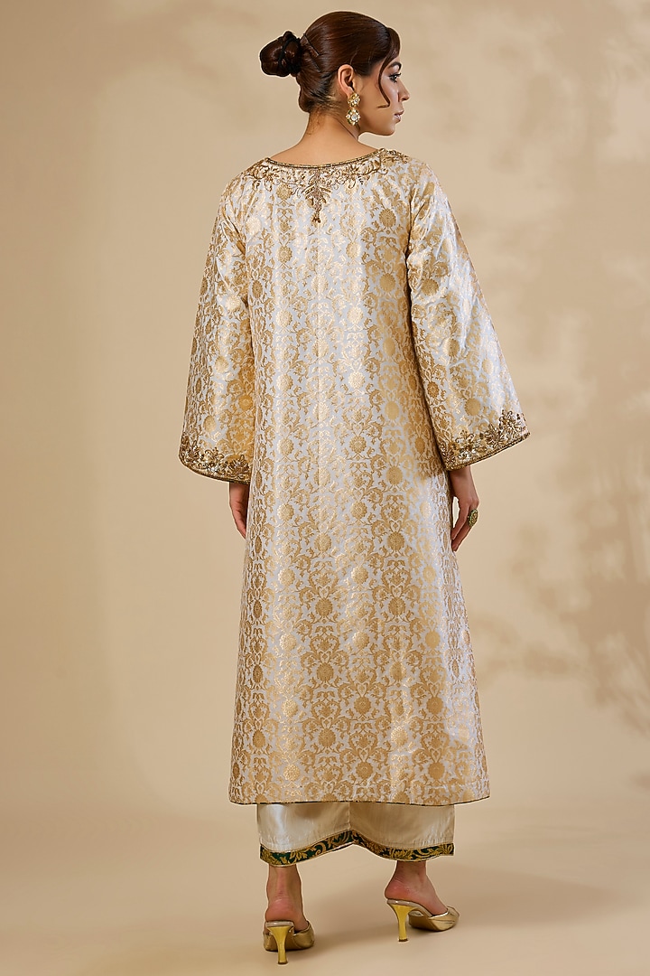 Ivory Banarasi Silk Zardosi Work Kurta Set by Sahreen at Pernia's Pop Up Shop