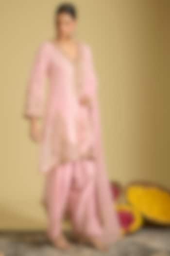 Pink Chanderi Silk Dabka & Sequins Work Kurta Set by Sahreen at Pernia's Pop Up Shop
