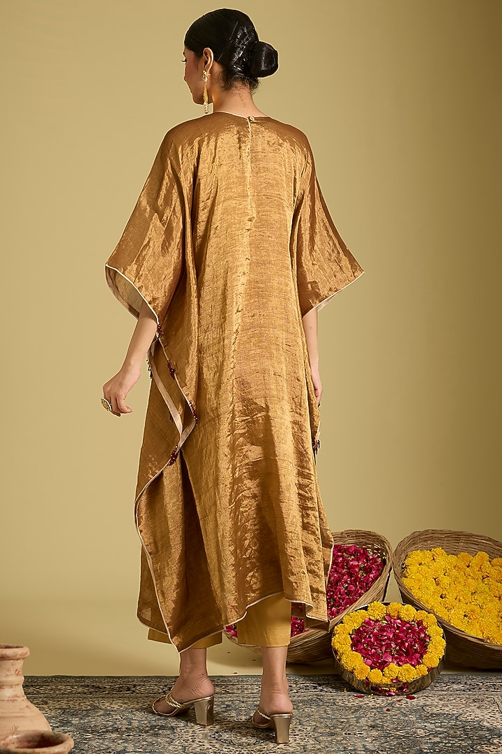 Gold Zari Tissue Zardosi Work Kaftan Set by Sahreen at Pernia's Pop Up Shop