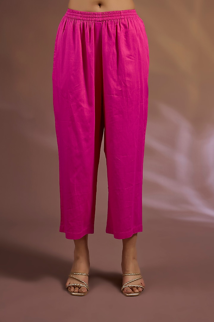 Pink Kora Dupion Sequins Embroidered Kaftan Set by Sahreen at Pernia's Pop Up Shop