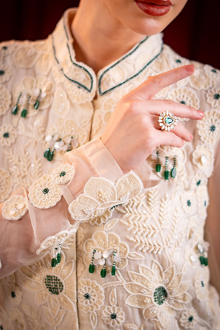 Ivory Pure Crepe Party Wear Sharara Set by SAINY GARG COUTURE at Pernia's Pop Up Shop