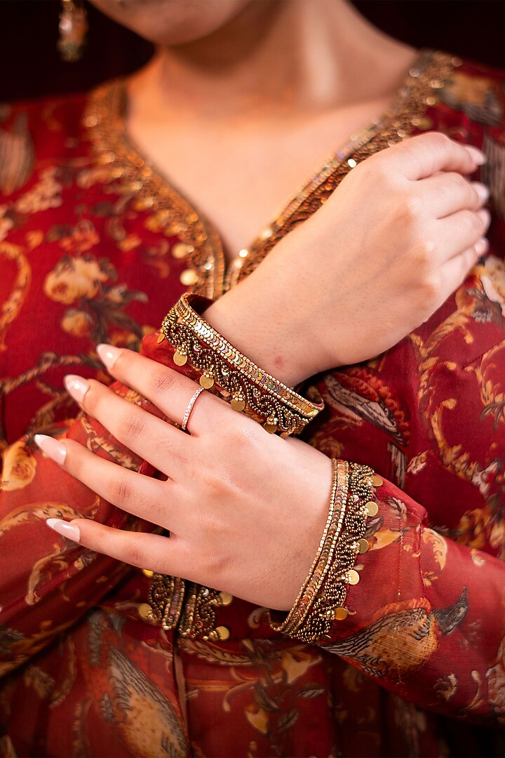 Maroon Chiffon Printed & Sequins Embroidered Party Wear Sharara Set by SAINY GARG COUTURE at Pernia's Pop Up Shop
