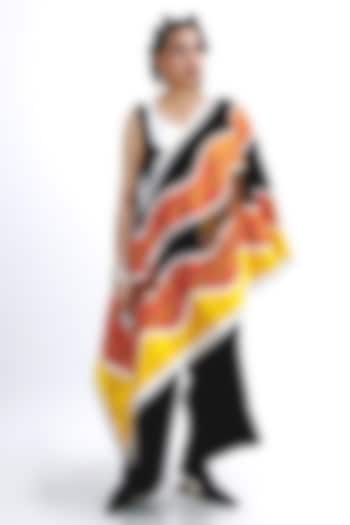 Black Silk Floral Printed One-Shoulder Co-Ord Set by SAIM at Pernia's Pop Up Shop