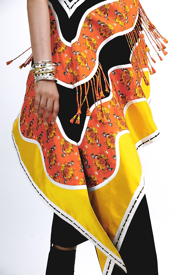 Black Silk Floral Printed One-Shoulder Co-Ord Set by SAIM at Pernia's Pop Up Shop