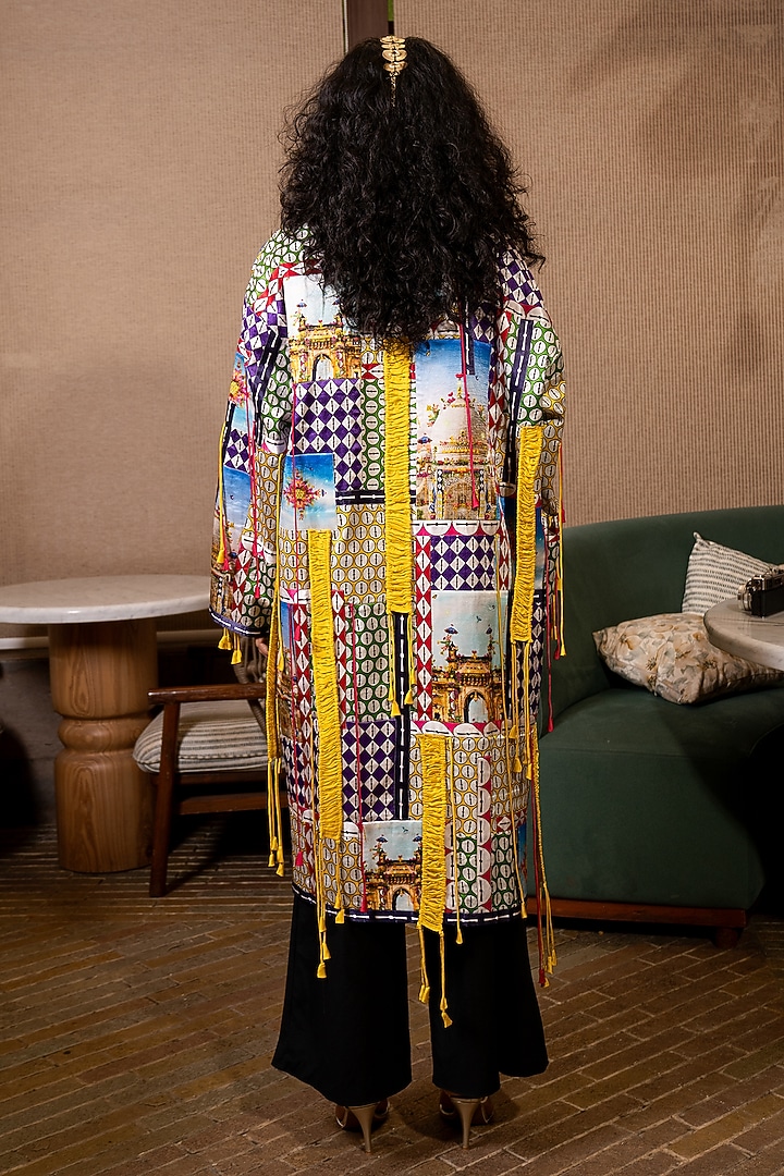Multi-Colored Satin Silk Monument Printed Kaftan by SAIM at Pernia's Pop Up Shop