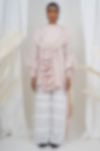 Rose Pink Giza Cotton Draped Shirt by SAIM at Pernia's Pop Up Shop