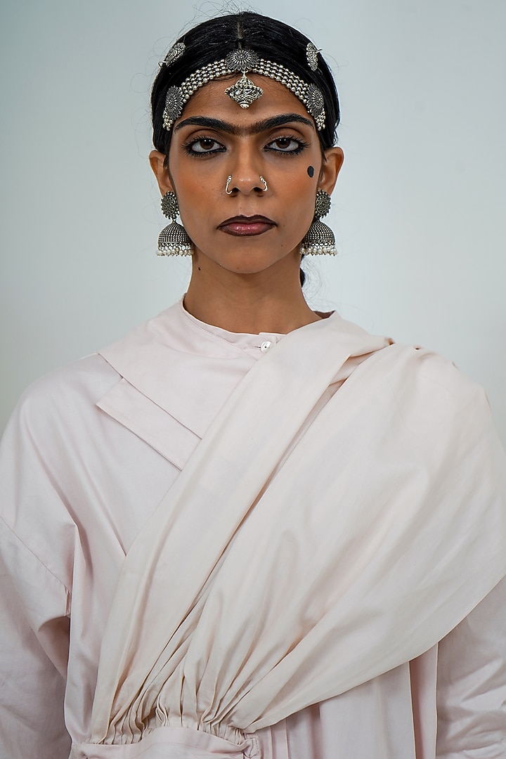 Rose Pink Giza Cotton Draped Shirt by SAIM at Pernia's Pop Up Shop