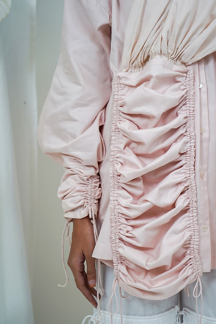 Rose Pink Giza Cotton Draped Shirt by SAIM at Pernia's Pop Up Shop