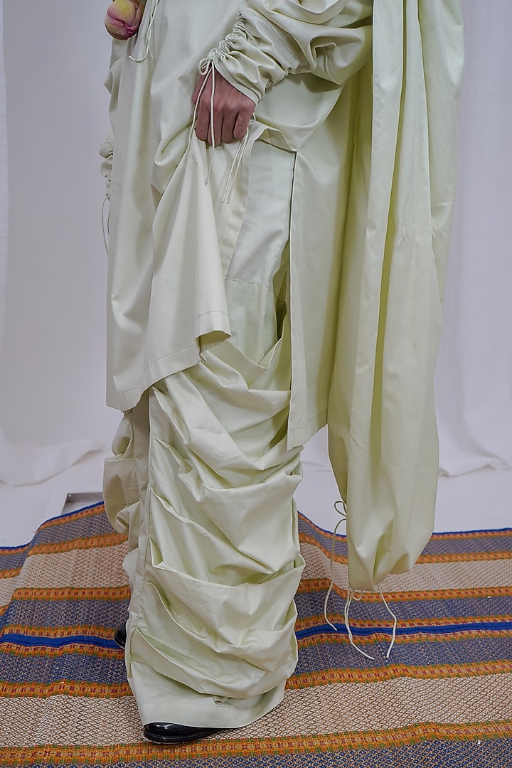 Mint Giza Cotton Gathered Hoodie Kurta Set by SAIM at Pernia's Pop Up Shop
