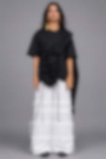 Black Giza Cotton Draped Style T-Shirt by SAIM at Pernia's Pop Up Shop