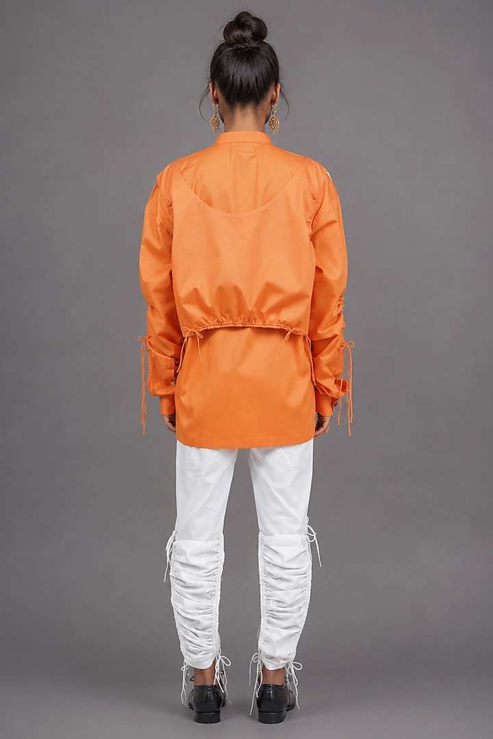Deep Orange Giza Cotton Layered Shirt by SAIM at Pernia's Pop Up Shop