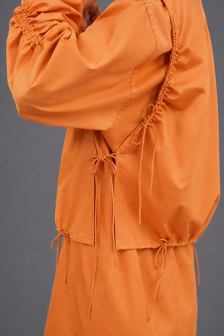 Deep Orange Giza Cotton Layered Shirt by SAIM at Pernia's Pop Up Shop