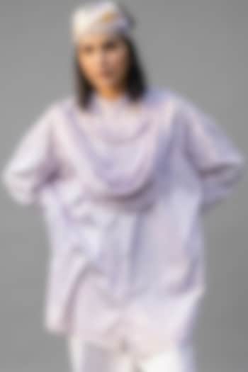 Lilac Giza Cotton Gathered Shirt by SAIM at Pernia's Pop Up Shop