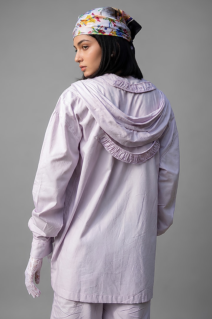 Lilac Giza Cotton Gathered Shirt by SAIM at Pernia's Pop Up Shop