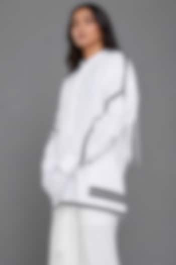 White Giza Cotton Gathered Shirt by SAIM at Pernia's Pop Up Shop