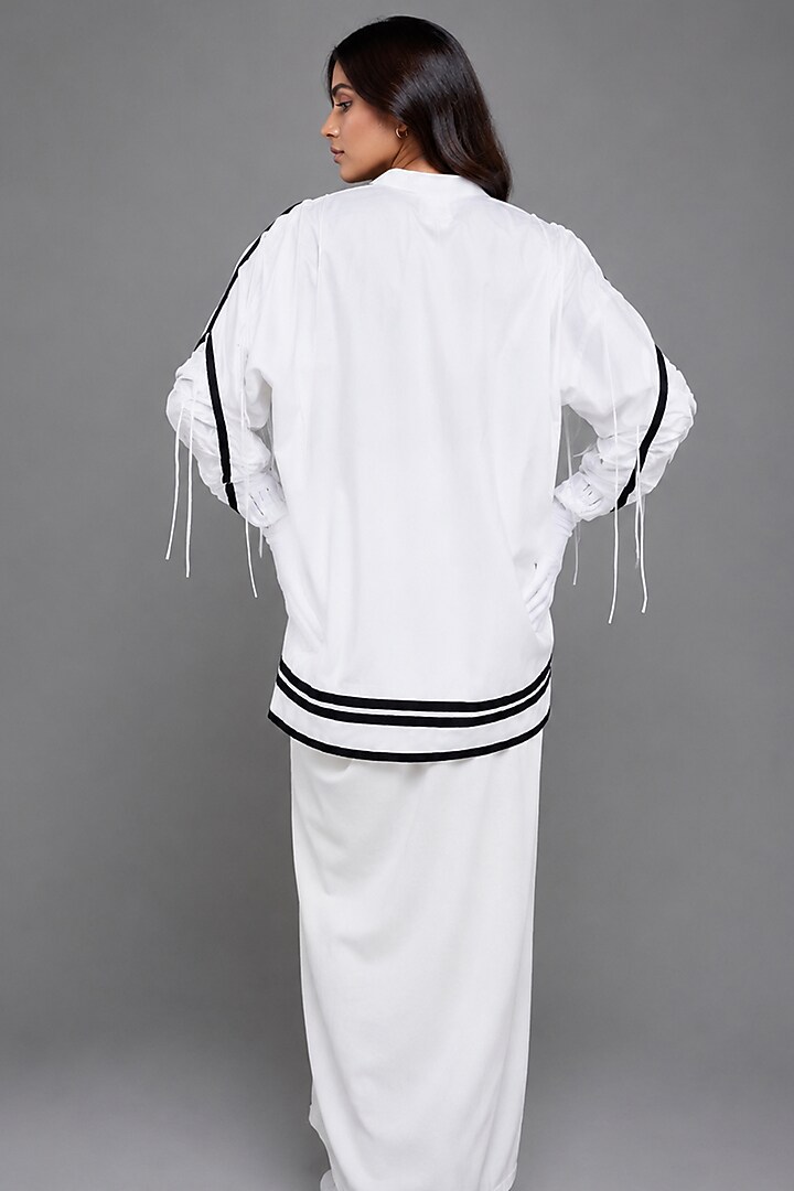 White Giza Cotton Gathered Shirt by SAIM at Pernia's Pop Up Shop