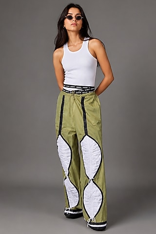 White Giza Cotton Gathered Trouser by SAIM