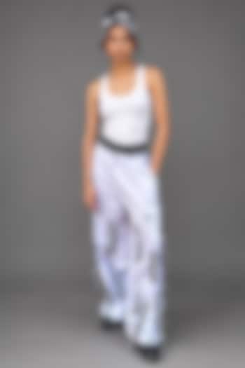 Grey Giza Cotton Fringe Detail Trouser by SAIM at Pernia's Pop Up Shop
