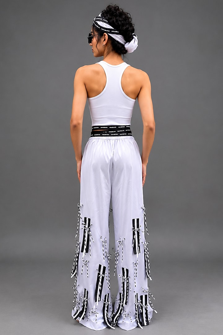 Grey Giza Cotton Fringe Detail Trouser by SAIM at Pernia's Pop Up Shop