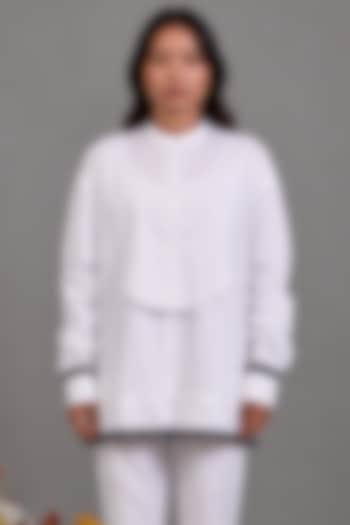 White Giza Cotton Digital Printed Shirt by SAIM at Pernia's Pop Up Shop
