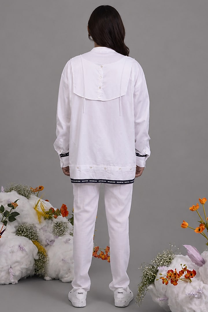 White Giza Cotton Digital Printed Shirt by SAIM at Pernia's Pop Up Shop