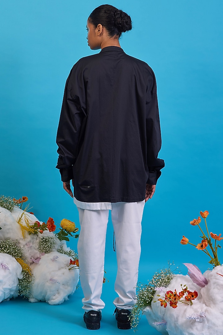 Black Giza Cotton Digital Printed Shirt by SAIM at Pernia's Pop Up Shop