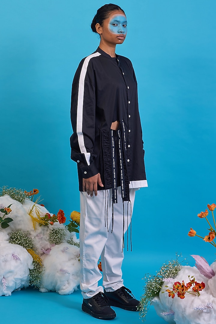 Black Giza Cotton Digital Printed Shirt by SAIM at Pernia's Pop Up Shop
