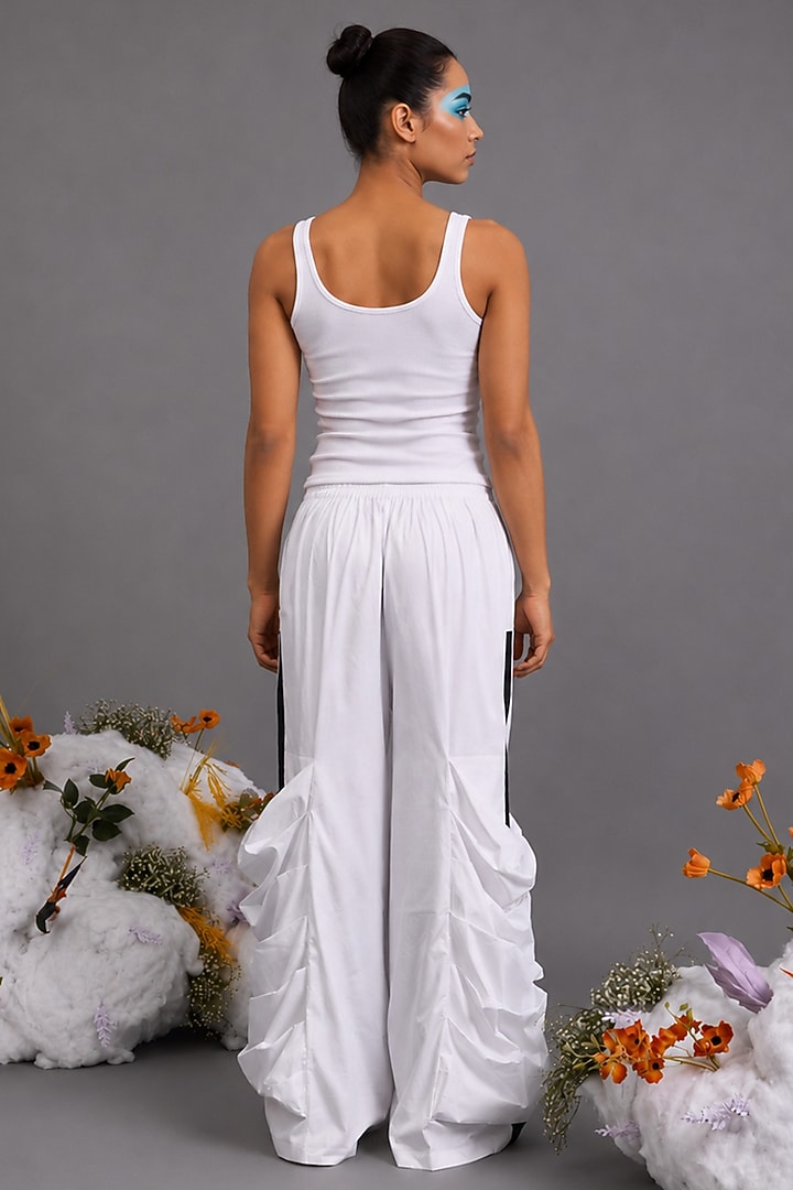 White Giza Cotton Oversized Pocket Trouser by SAIM at Pernia's Pop Up Shop