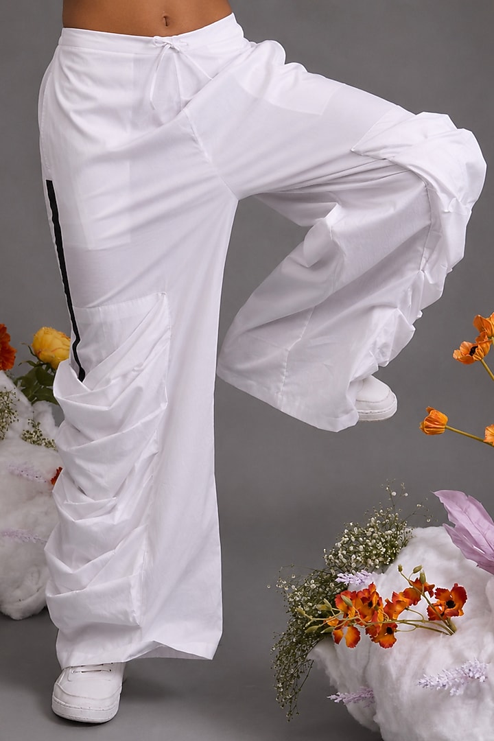 White Giza Cotton Oversized Pocket Trouser by SAIM at Pernia's Pop Up Shop