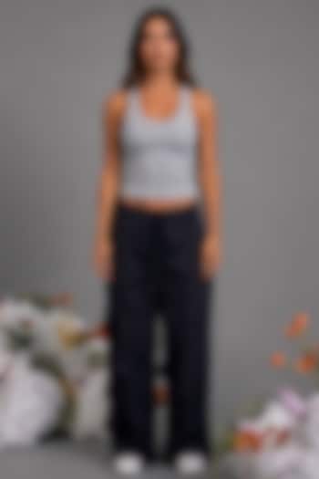 Black Giza Cotton Fringed Trouser by SAIM at Pernia's Pop Up Shop