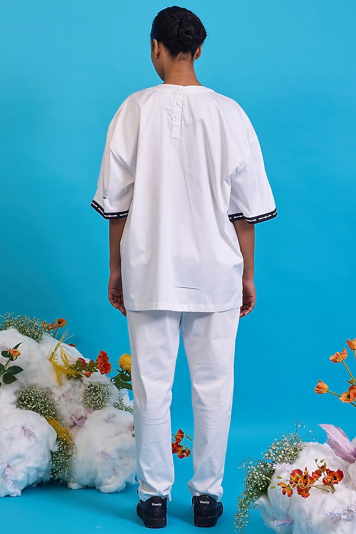 White Giza Cotton Digital Printed T-Shirt by SAIM at Pernia's Pop Up Shop