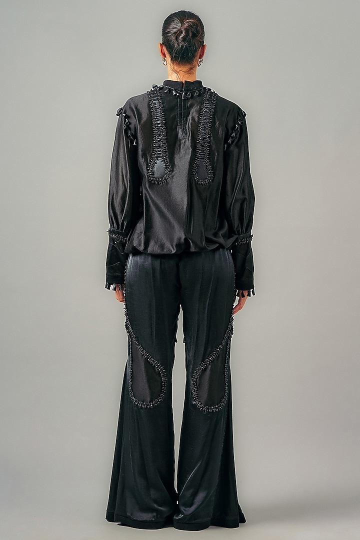 Black Sheer Chanderi & Silk Co-Ord Set by SAIM at Pernia's Pop Up Shop