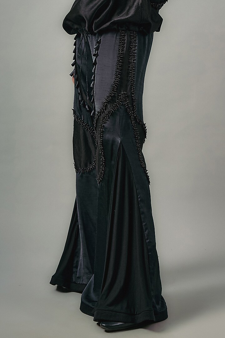 Black Sheer Chanderi & Silk Co-Ord Set by SAIM at Pernia's Pop Up Shop