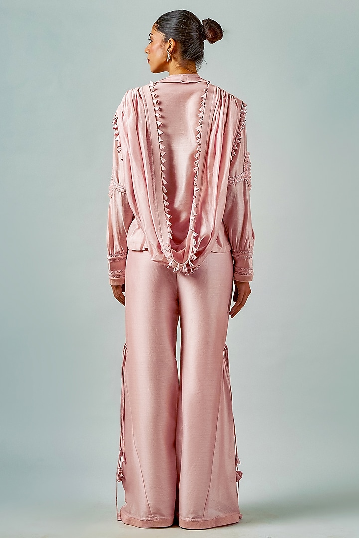 Dusty Pink Chanderi Tasselwork Co-Ord Set by SAIM at Pernia's Pop Up Shop