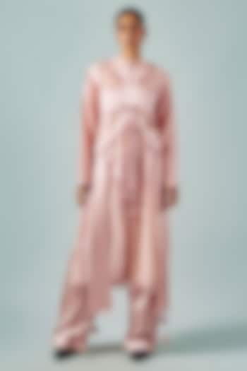 Dusty Pink Chanderi Tasselwork Kurta Set by SAIM at Pernia's Pop Up Shop