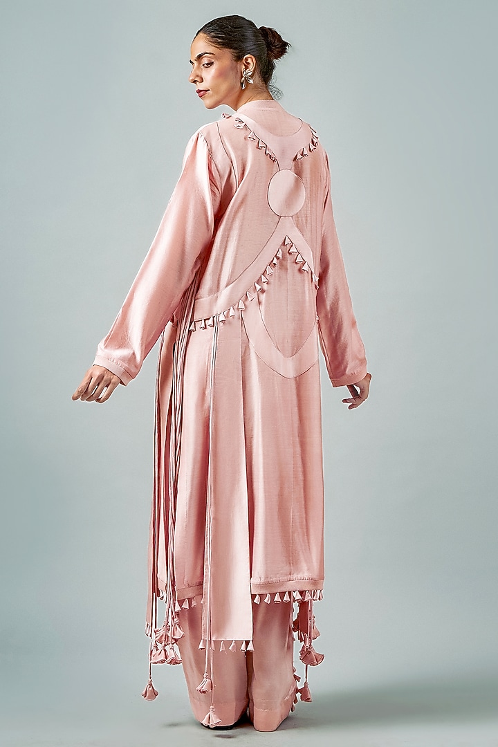 Dusty Pink Chanderi Tasselwork Kurta Set by SAIM at Pernia's Pop Up Shop