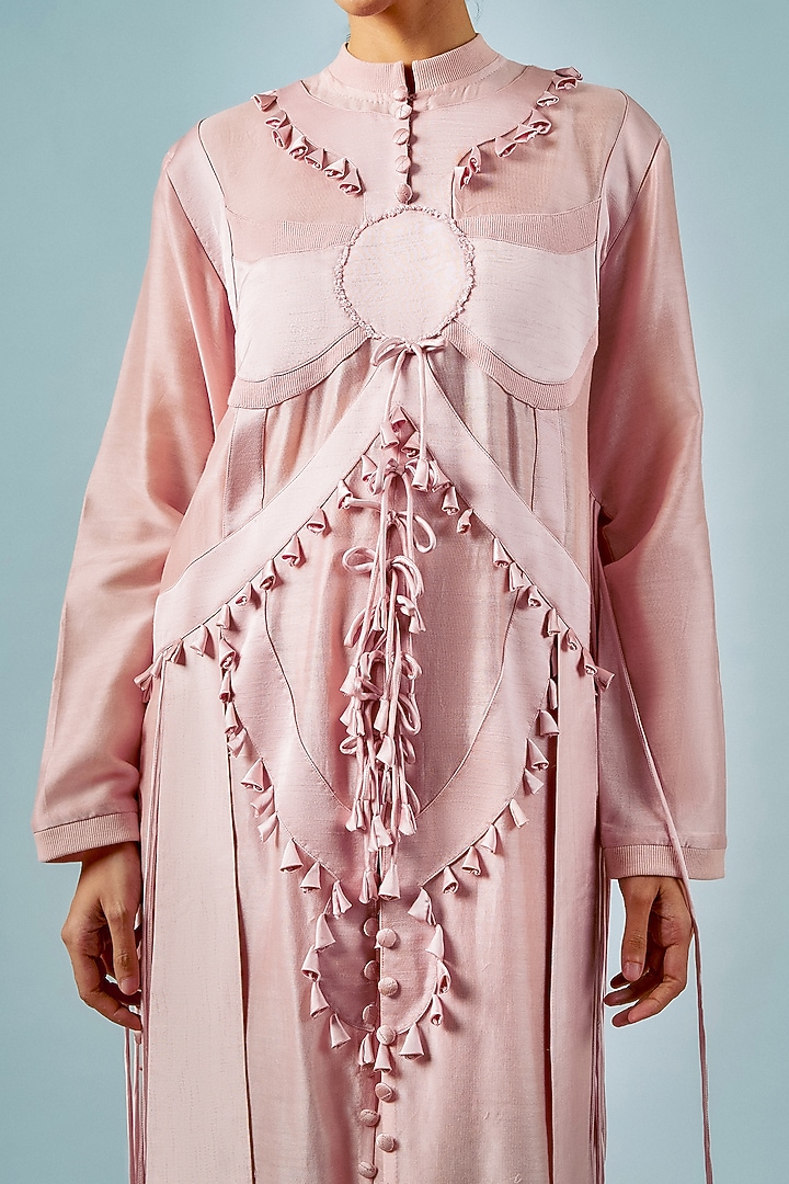 Dusty Pink Chanderi Tasselwork Kurta Set by SAIM at Pernia's Pop Up Shop