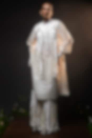 Ivory Chanderi Patchwork Kurta Set by SAIM at Pernia's Pop Up Shop