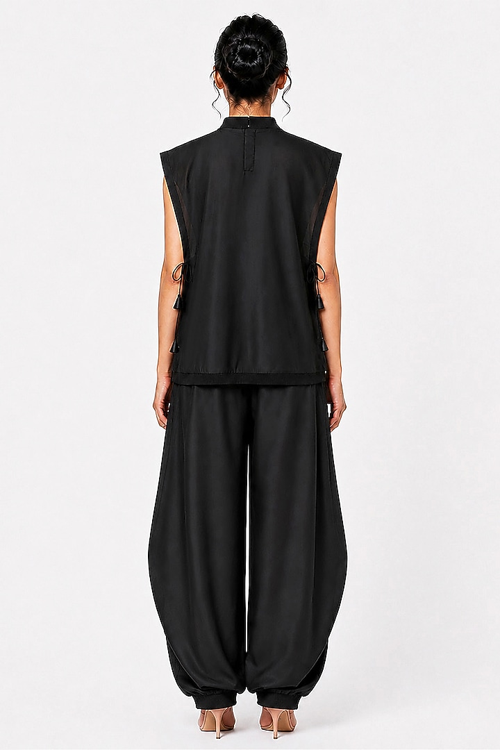 Black Chanderi & Silk Co-Ord Set by SAIM at Pernia's Pop Up Shop